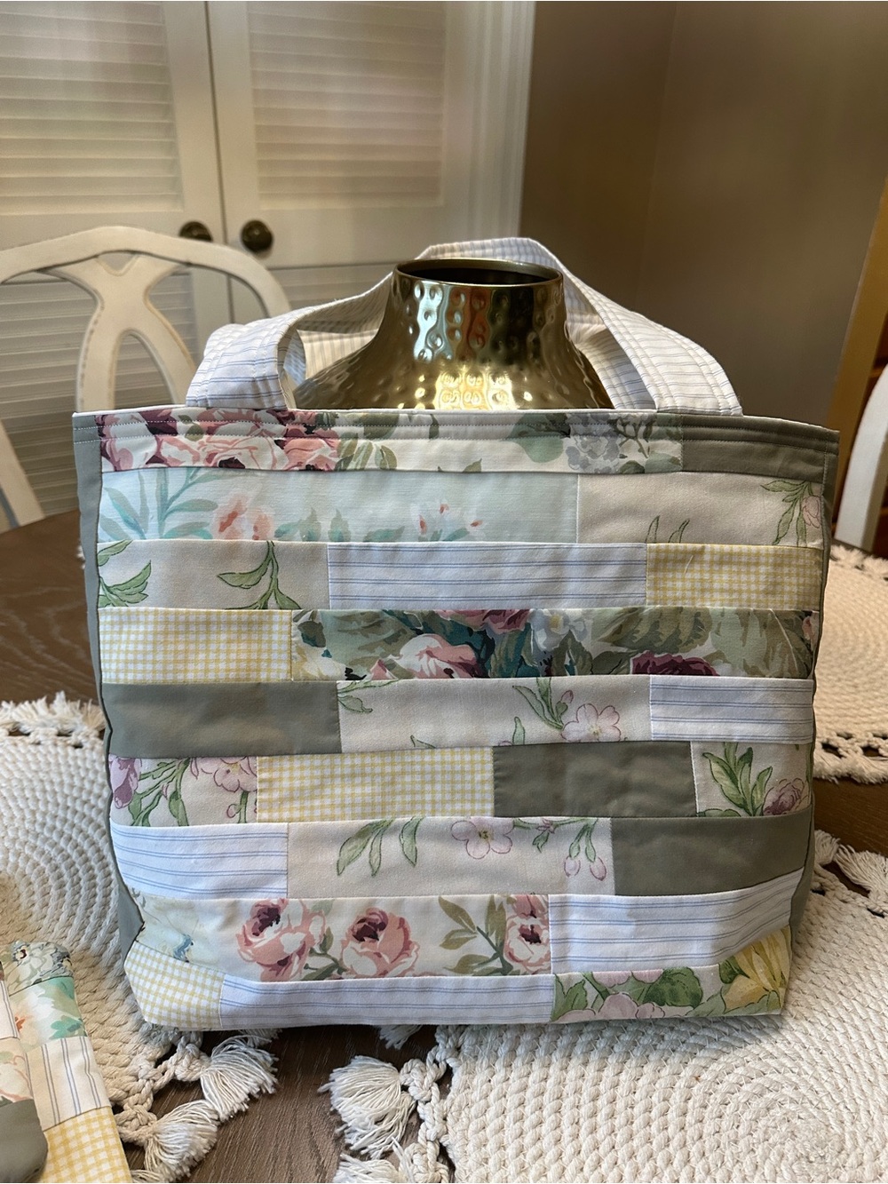 CUSTOM Handmade Floral Patchwork Tote Bag in YOUR CHOICE of colors